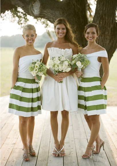 white green bridesmaid dress